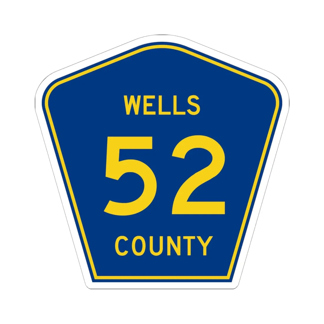 Wells County Route 52 ND (North Dakota) (Road Sign) STICKER Vinyl Kiss-Cut Decal 6 Inch White - The Sticker Space