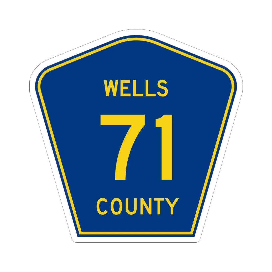 Wells County Route 71 ND (North Dakota) (Road Sign) STICKER Vinyl Kiss-Cut Decal 6 Inch White - The Sticker Space