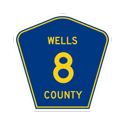Wells County Route 8 ND (North Dakota) (Road Sign) STICKER Vinyl Kiss-Cut Decal 2 Inch White - The Sticker Space
