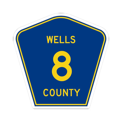 Wells County Route 8 ND (North Dakota) (Road Sign) STICKER Vinyl Kiss-Cut Decal 3 Inch White - The Sticker Space