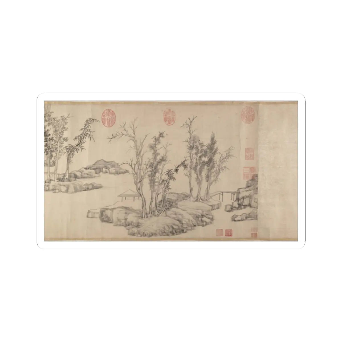 Wen Zhengming - Summer retreat in the eastern grove - calligraphy datable to 1512 v1 - STICKER Vinyl Kiss-Cut Decal