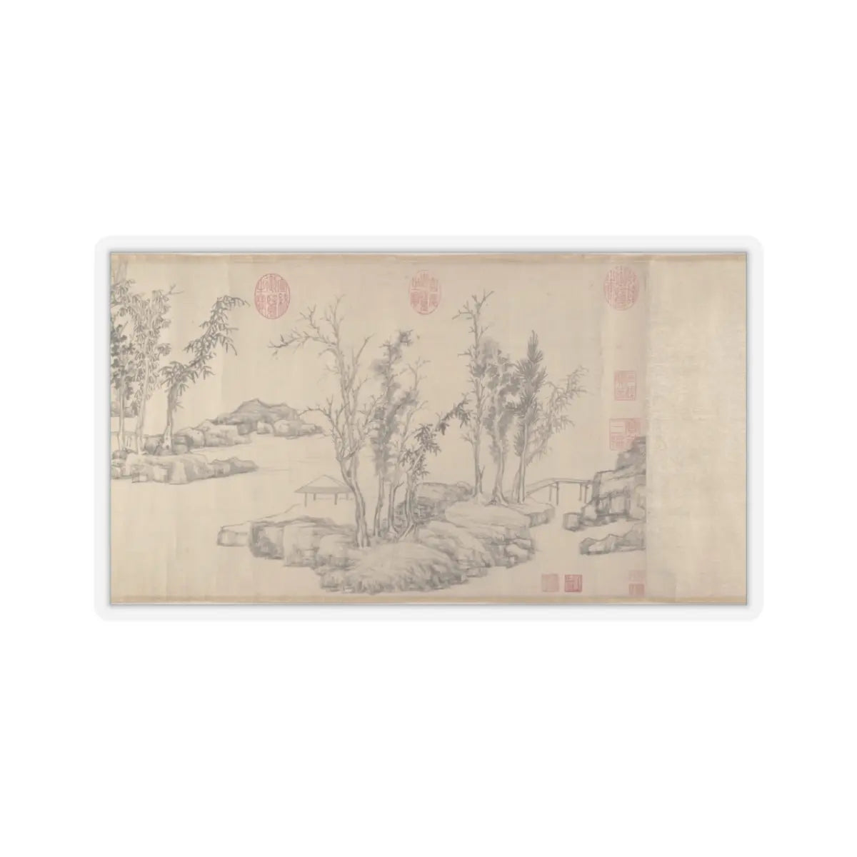 Wen Zhengming - Summer retreat in the eastern grove - calligraphy datable to 1512 v1 - STICKER Vinyl Kiss-Cut Decal