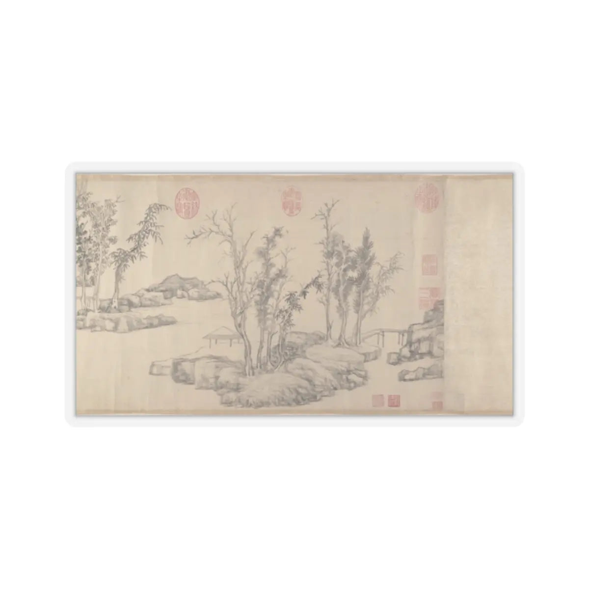 Wen Zhengming - Summer retreat in the eastern grove - calligraphy datable to 1512 v1 - STICKER Vinyl Kiss-Cut Decal