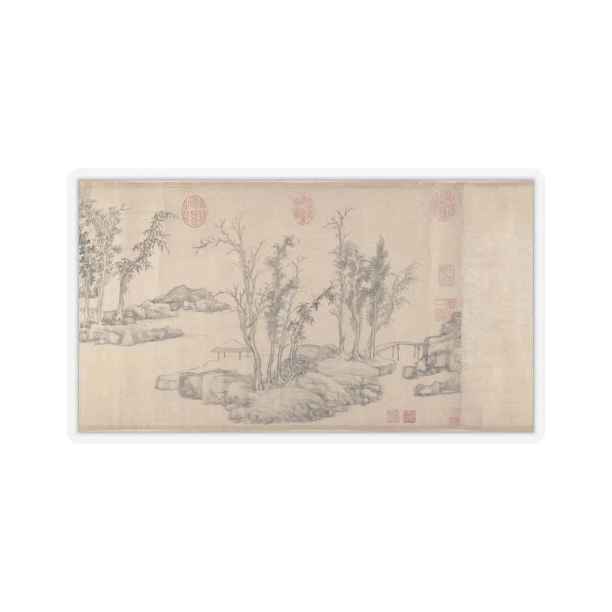 Wen Zhengming - Summer retreat in the eastern grove - calligraphy datable to 1512 v6 - STICKER Vinyl Kiss-Cut Decal