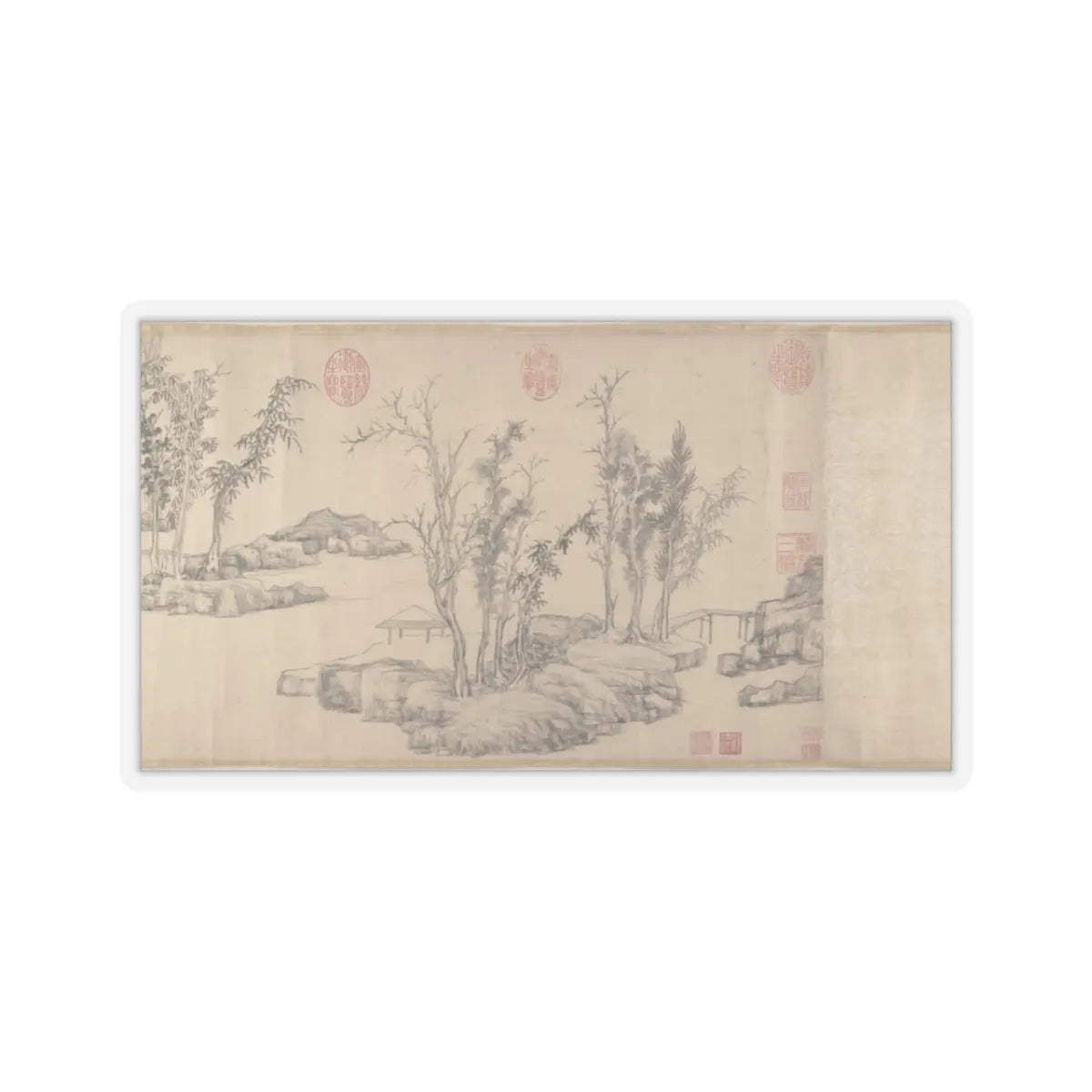 Wen Zhengming - Summer retreat in the eastern grove - calligraphy datable to 1512 v6 - STICKER Vinyl Kiss-Cut Decal