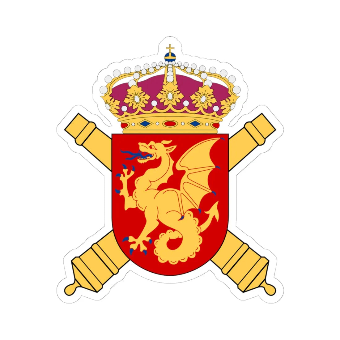 Wendes artilleriregemente vapen (Sweden) (Coat of Arms) STICKER Vinyl Kiss-Cut Decal 4 Inch White - The Sticker Space
