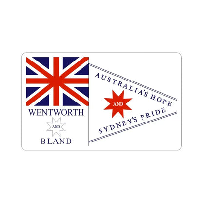 Wentworth and Bland political flag (Australia) STICKER Vinyl Kiss-Cut Decal 4 Inch White - The Sticker Space