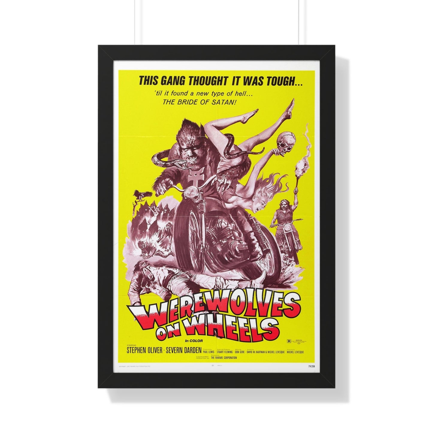 WEREWOLVES ON WHEELS 1971 - Framed Movie Poster-20" x 30"-The Sticker Space