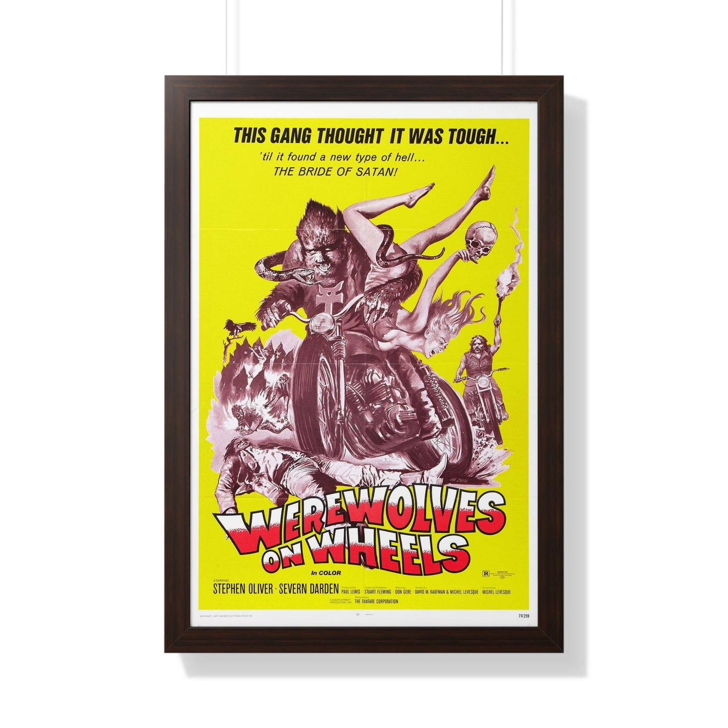 WEREWOLVES ON WHEELS 1971 - Framed Movie Poster-20" x 30"-The Sticker Space