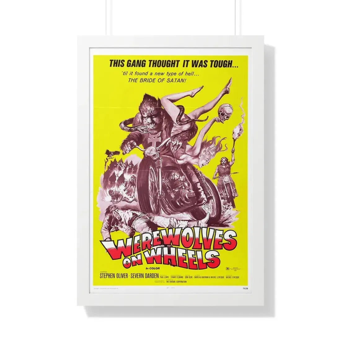 WEREWOLVES ON WHEELS 1971 - Framed Movie Poster 20" x 30" White - The Sticker Space