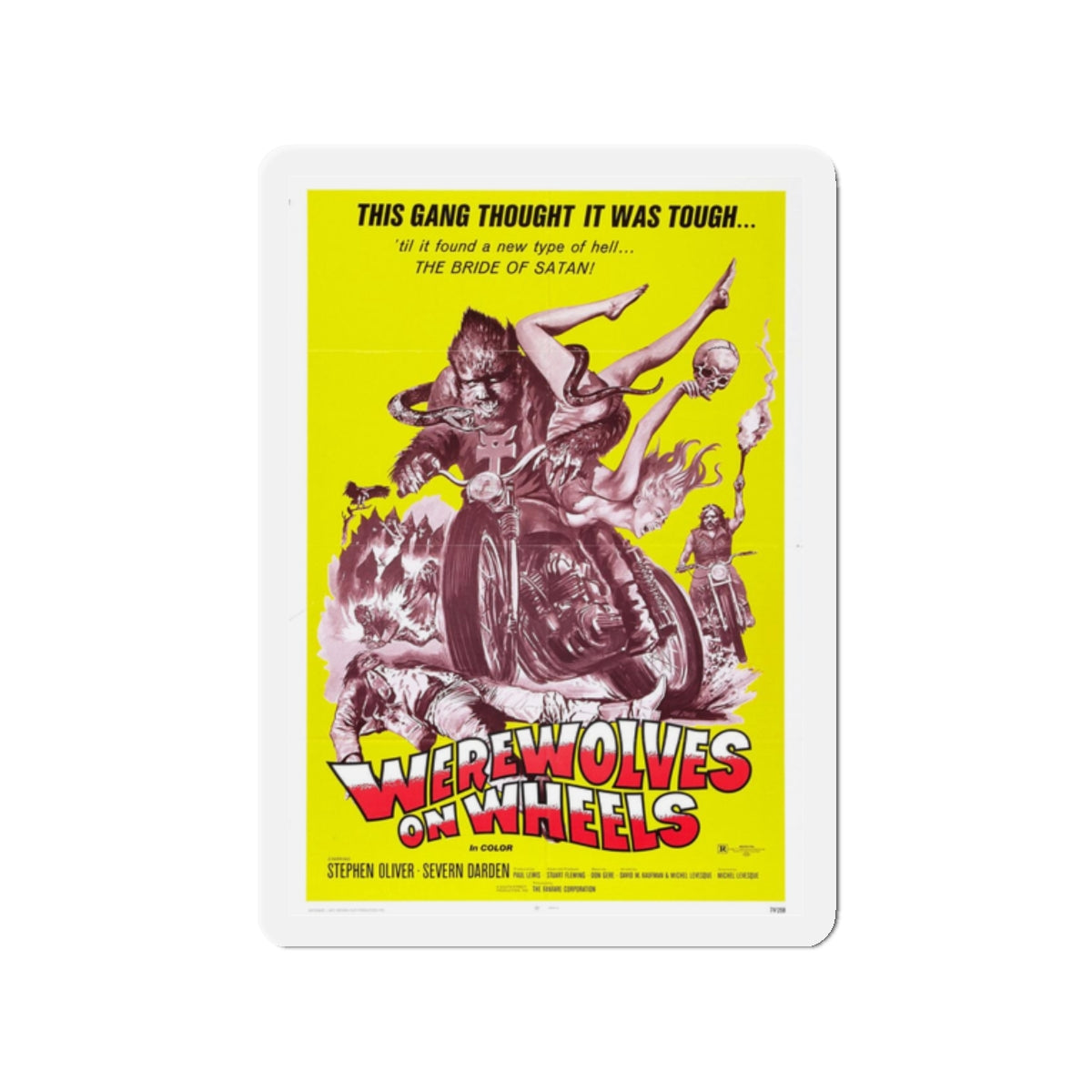 WEREWOLVES ON WHEELS 1971 Movie Poster - Refrigerator Magnet-2" x 2"-The Sticker Space