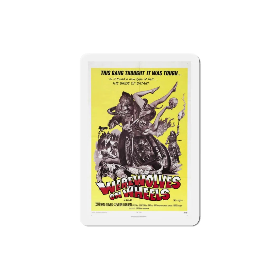 Werewolves on Wheels 1971 Movie Poster Refrigerator Magnet 3 Inch - The Sticker Space