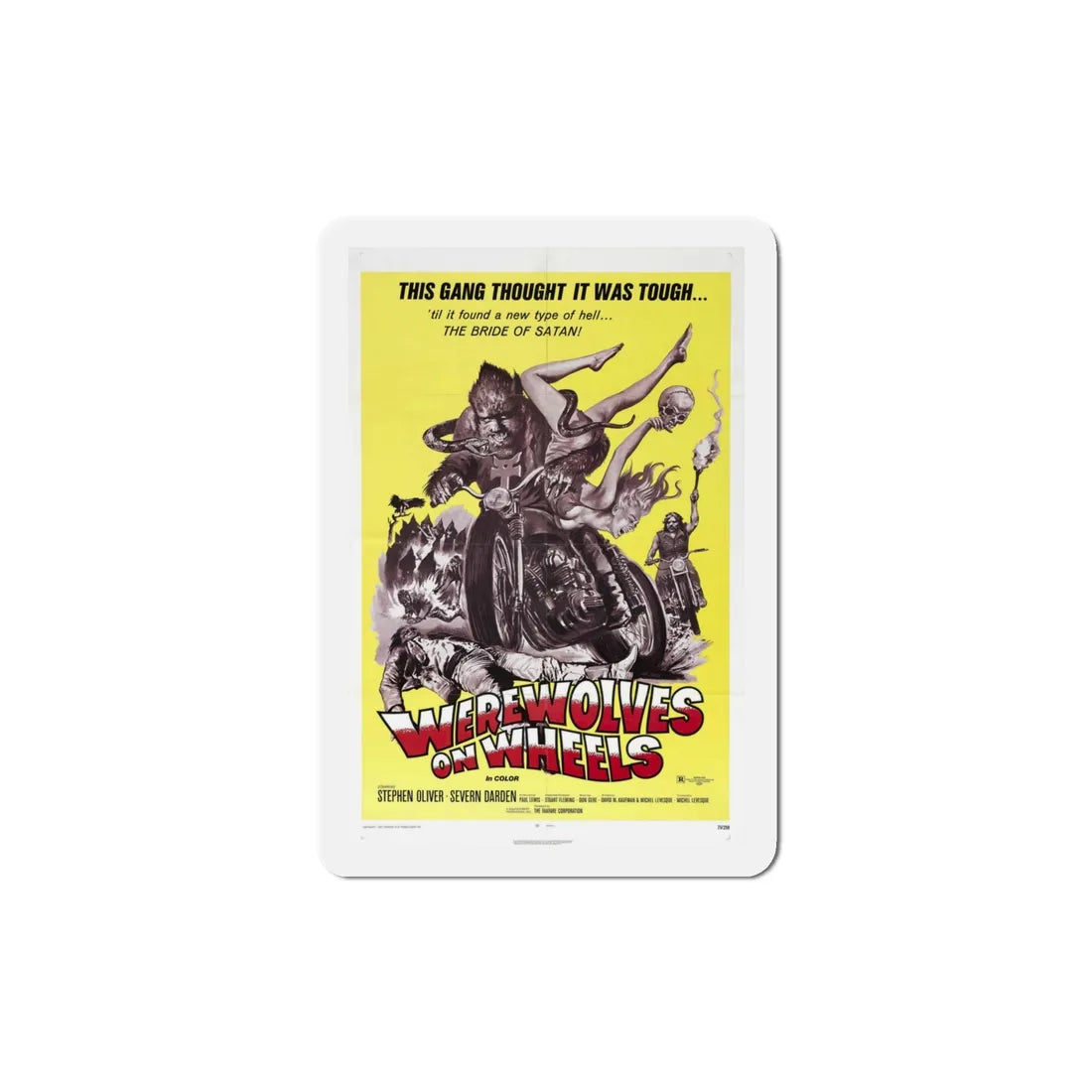Werewolves on Wheels 1971 Movie Poster Refrigerator Magnet 4 Inch - The Sticker Space
