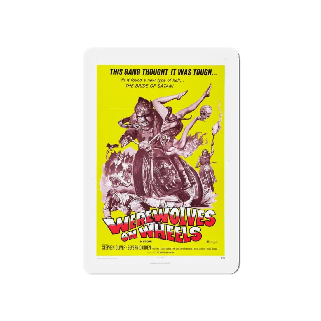 WEREWOLVES ON WHEELS 1971 Movie Poster - Refrigerator Magnet 5 Inch - The Sticker Space