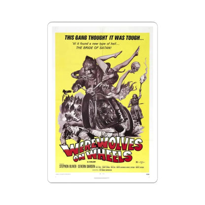 Werewolves on Wheels 1971 Movie Poster - STICKER Vinyl Kiss-Cut Decal 2 Inch White - The Sticker Space