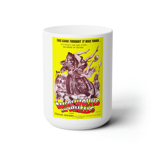 WEREWOLVES ON WHEELS 1971 Movie Poster - White Coffee Cup 15oz-15oz-The Sticker Space