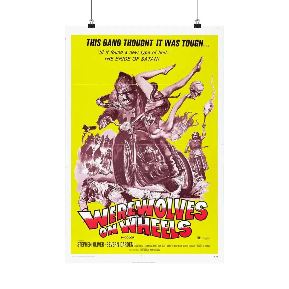 WEREWOLVES ON WHEELS 1971 - Paper Movie Poster 16″ x 24″ Matte - The Sticker Space