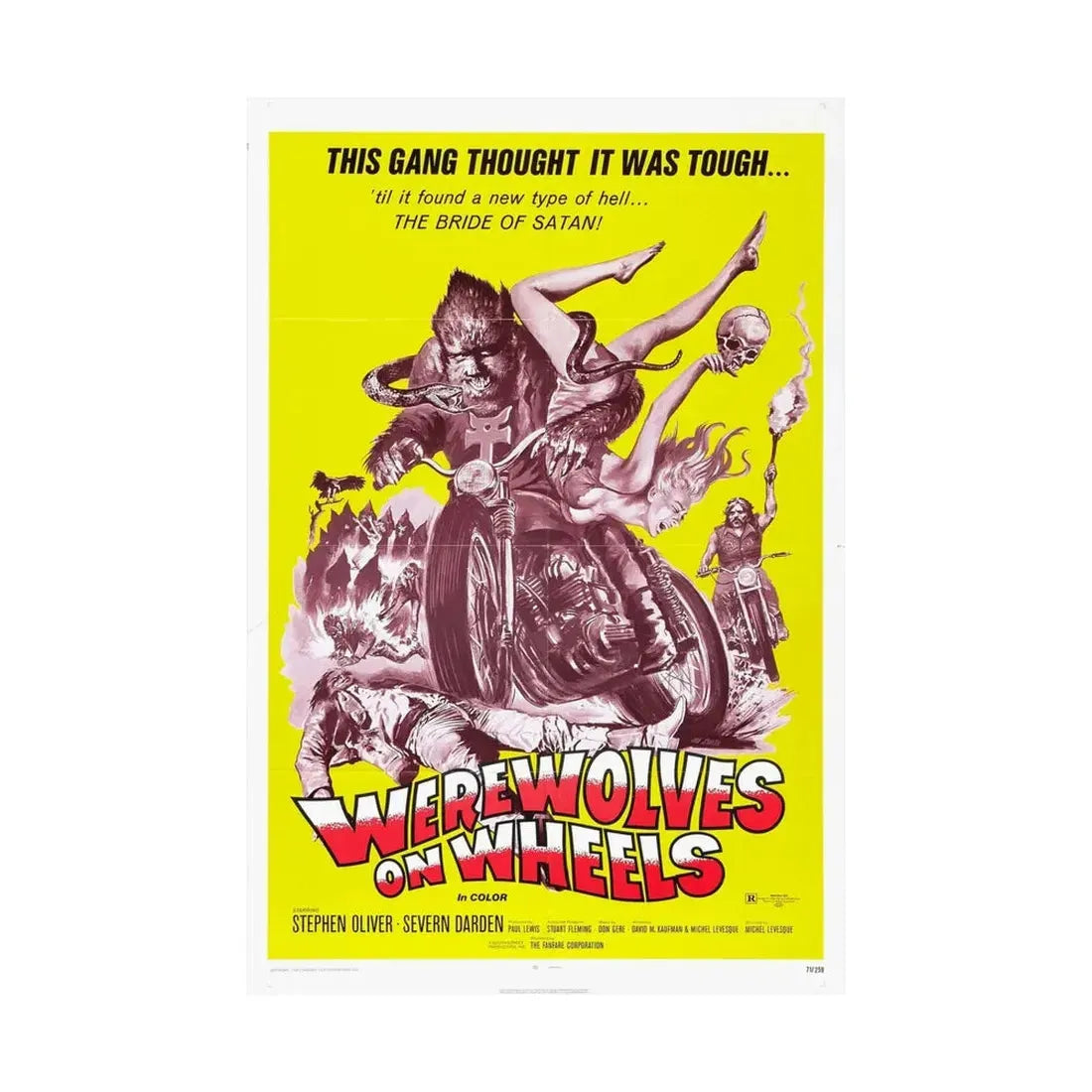 WEREWOLVES ON WHEELS 1971 - Paper Movie Poster - The Sticker Space