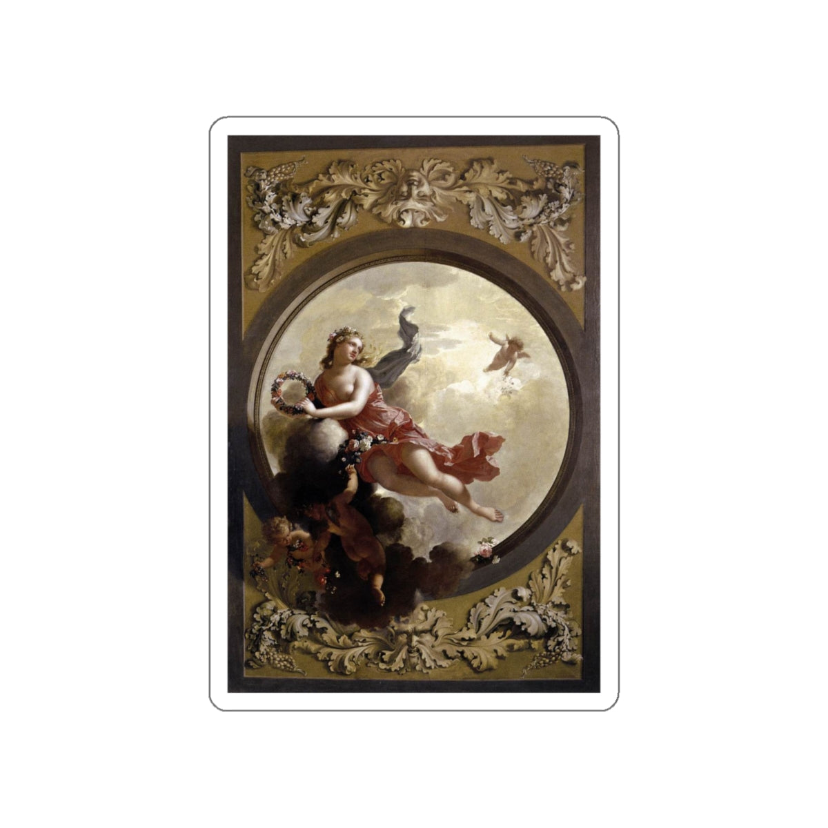 WERFF, Adriaen van der - Flora with Putti Strewing Flowers (Artwork) STICKER Vinyl Die-Cut Decal-White-The Sticker Space