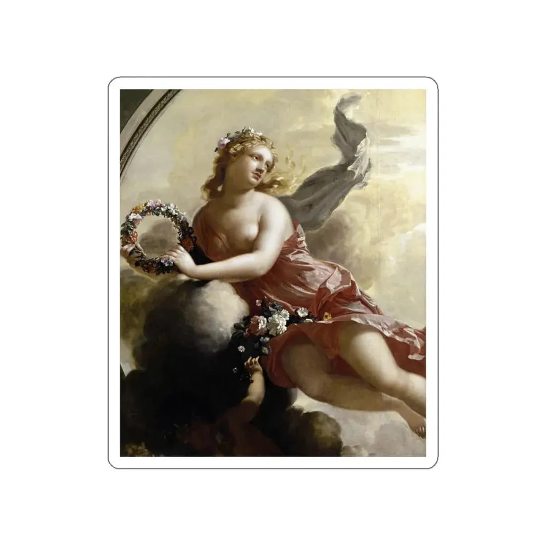 WERFF, Adriaen van der - Flora with Putti Strewing Flowers (detail) (Artwork) STICKER Vinyl Die-Cut Decal White Die-Cut 4 Inch - The Sticker Space