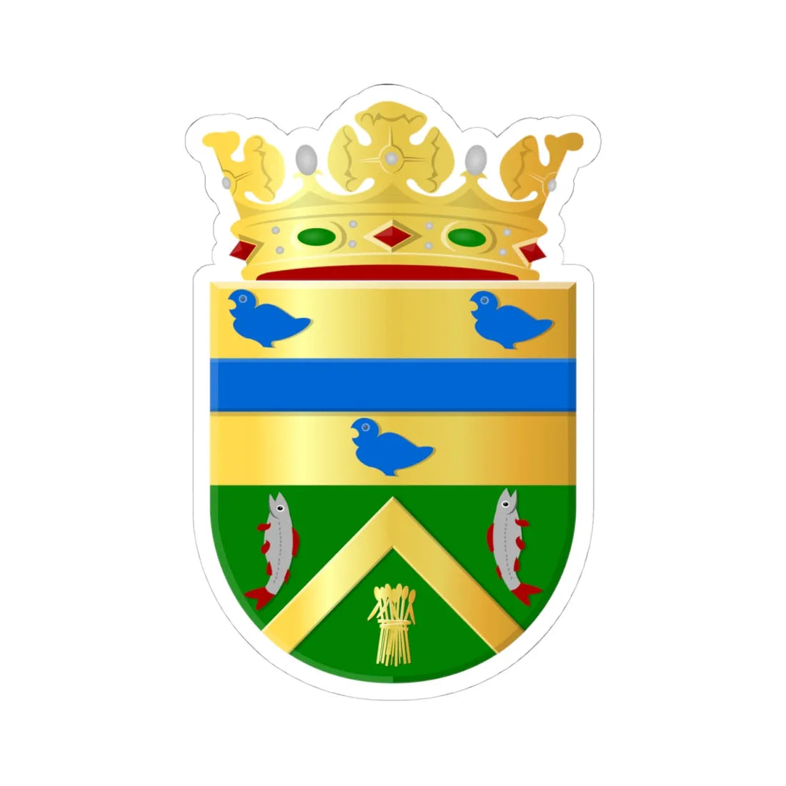 Werkendam wapen (Netherlands) (Coat of Arms) STICKER Vinyl Kiss-Cut Decal 4 Inch White - The Sticker Space