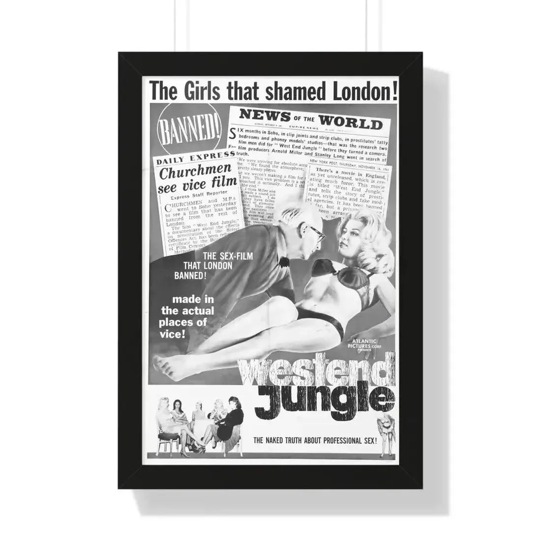 WEST END JUNGLE 1961 - Framed Movie Poster 16″ x 24″ Black - The Sticker Space