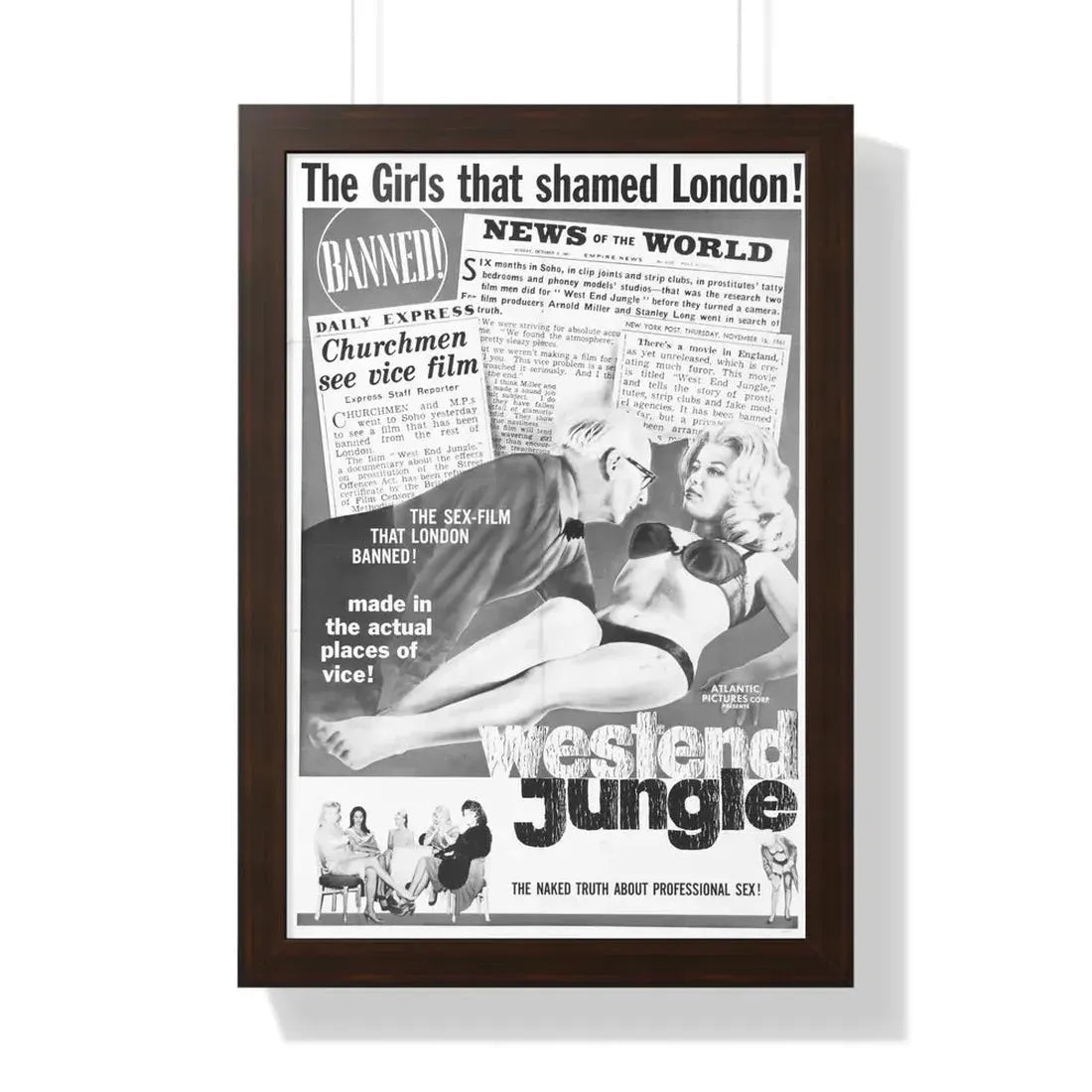 WEST END JUNGLE 1961 - Framed Movie Poster 16″ x 24″ Walnut - The Sticker Space