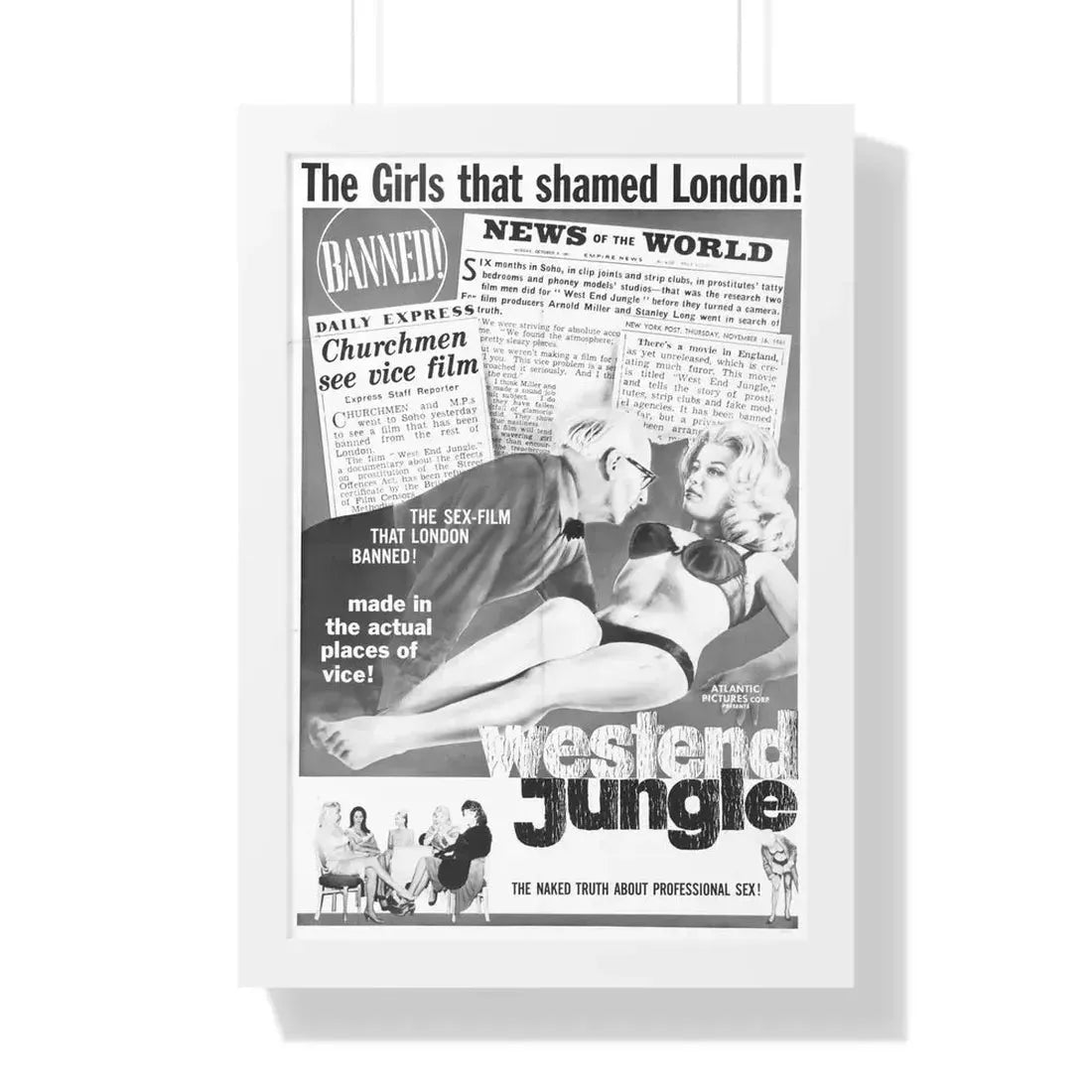 WEST END JUNGLE 1961 - Framed Movie Poster 16″ x 24″ White - The Sticker Space