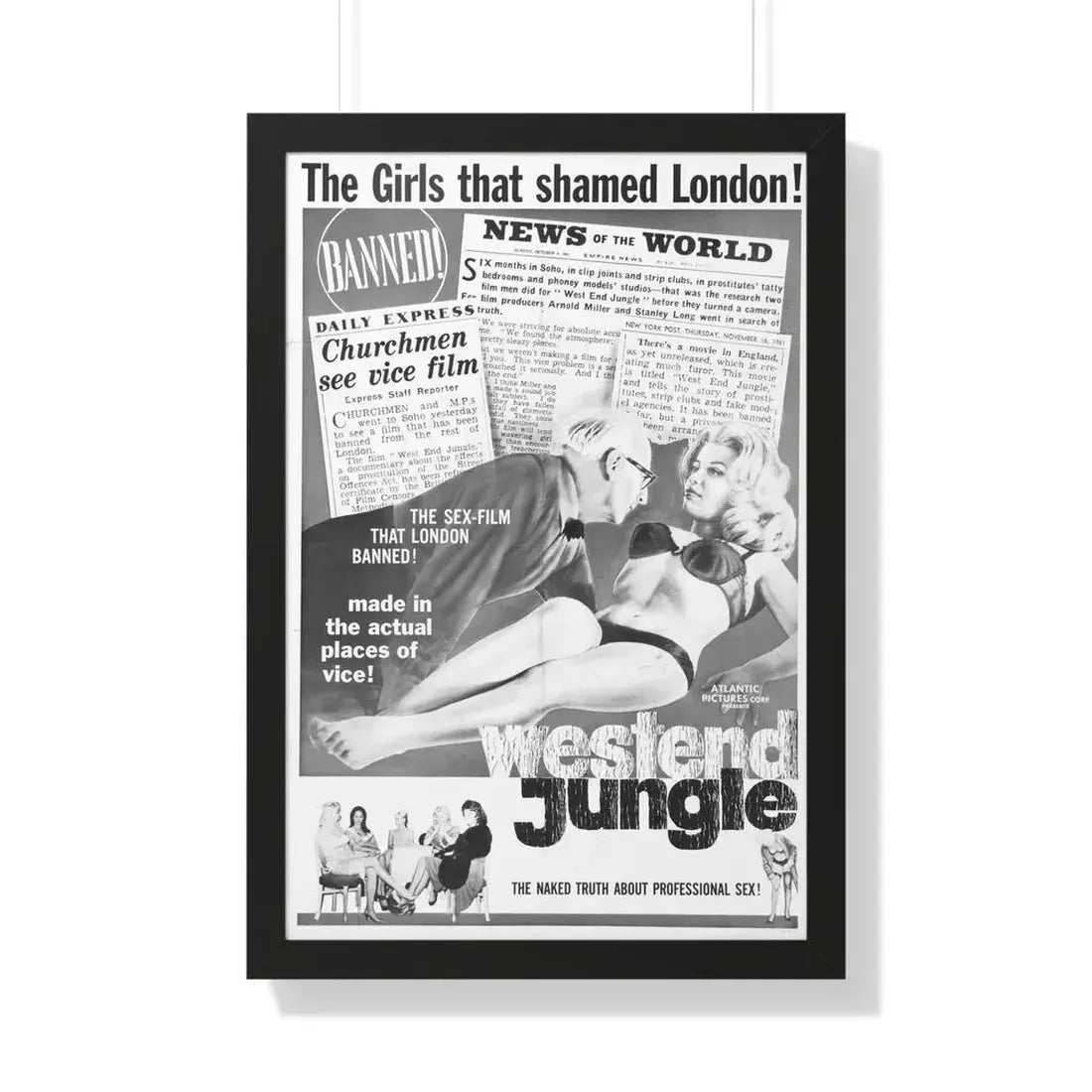 WEST END JUNGLE 1961 - Framed Movie Poster 20" x 30" Black - The Sticker Space
