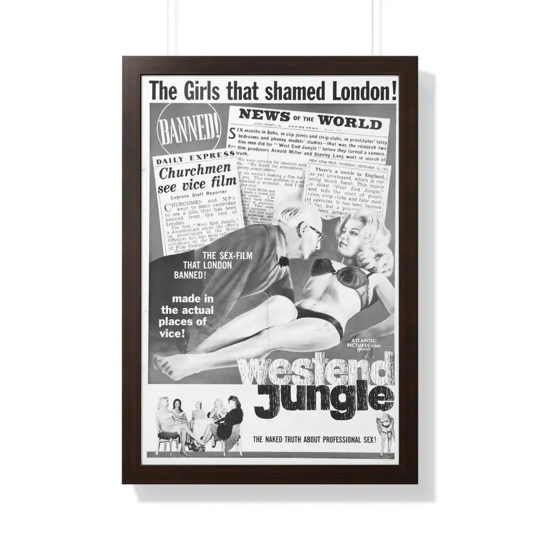 WEST END JUNGLE 1961 - Framed Movie Poster 20" x 30" Walnut - The Sticker Space