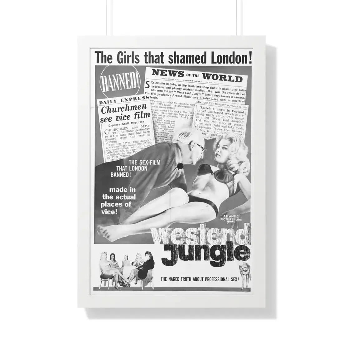 WEST END JUNGLE 1961 - Framed Movie Poster 20" x 30" White - The Sticker Space