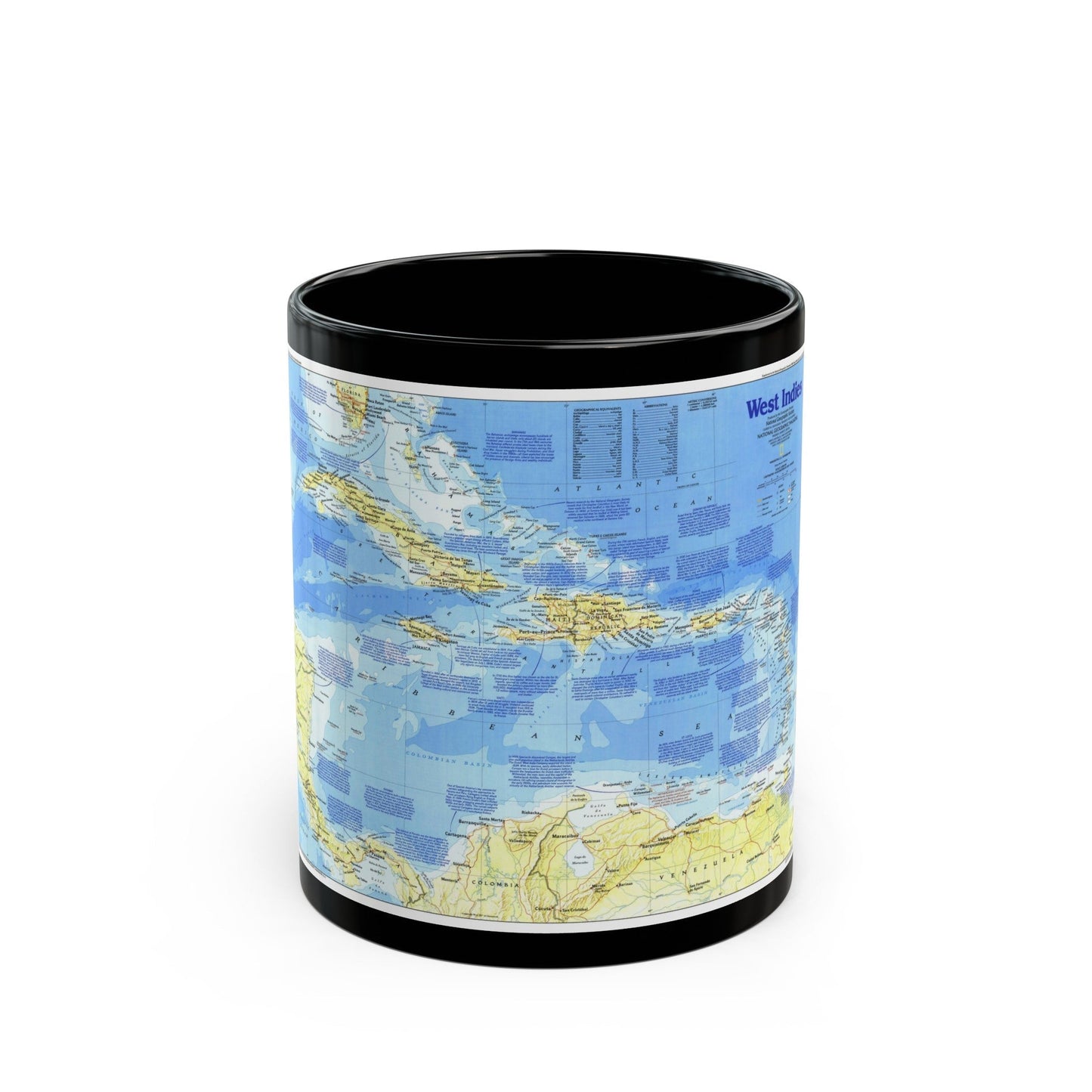 West Indies 1 (1987) (Map) Black Coffee Mug-11oz-The Sticker Space