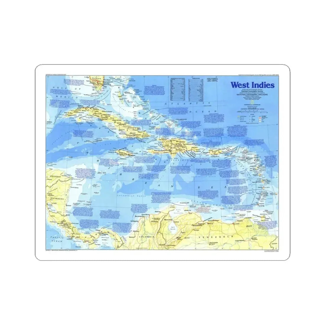 West Indies 1 (1987) (Map) STICKER Vinyl Kiss-Cut Decal 6 Inch White - The Sticker Space