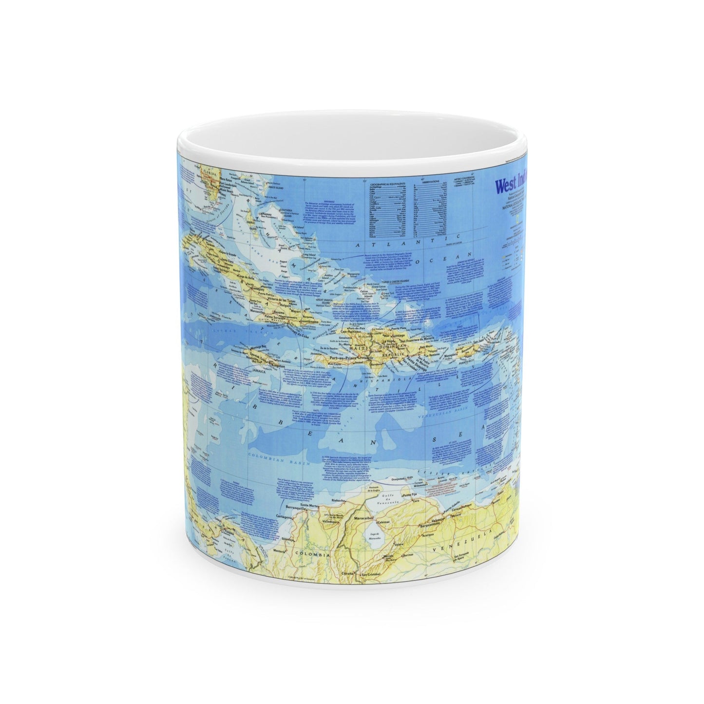 West Indies 1 (1987) (Map) White Coffee Mug-11oz-The Sticker Space