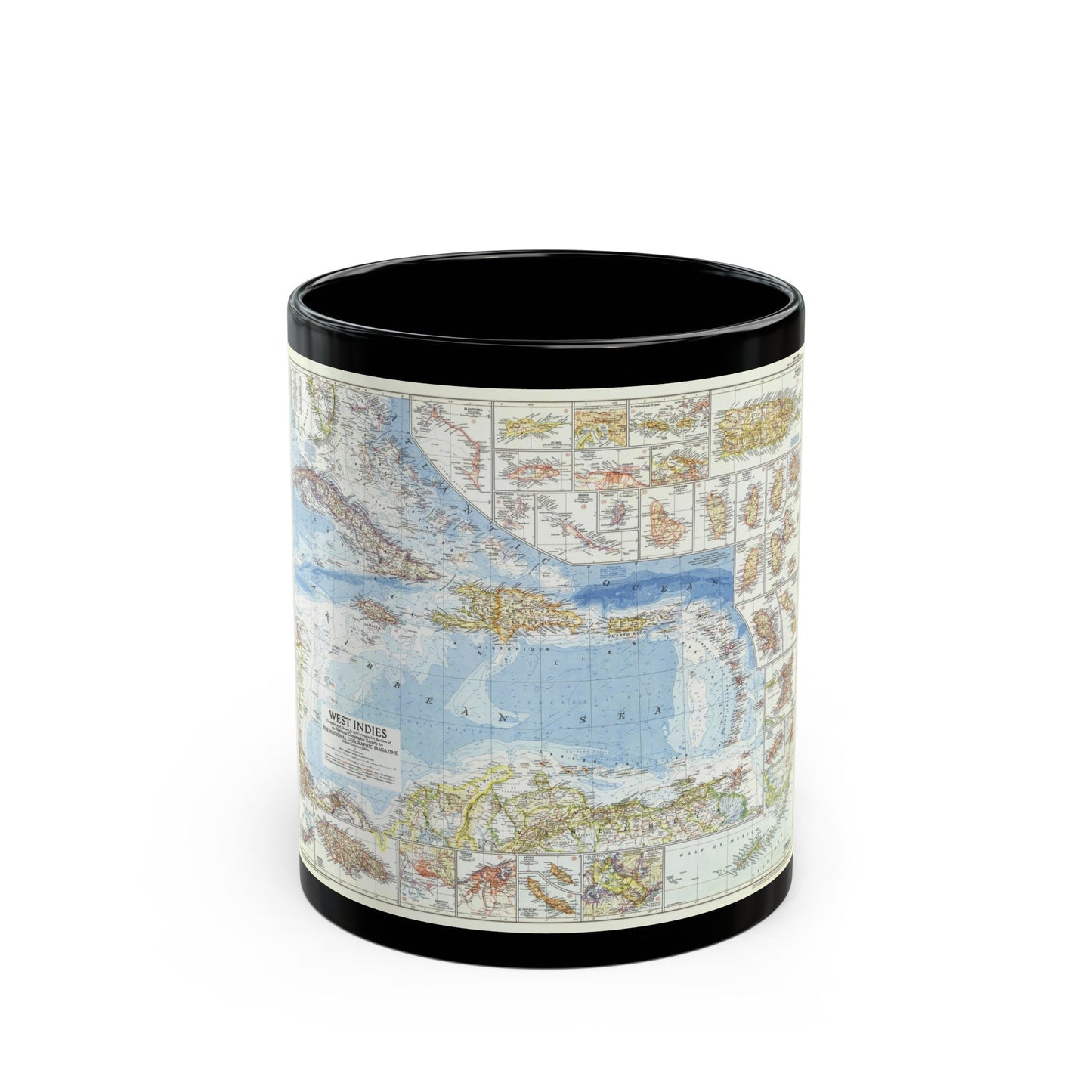 West Indies (1954) (Map) Black Coffee Mug-11oz-The Sticker Space