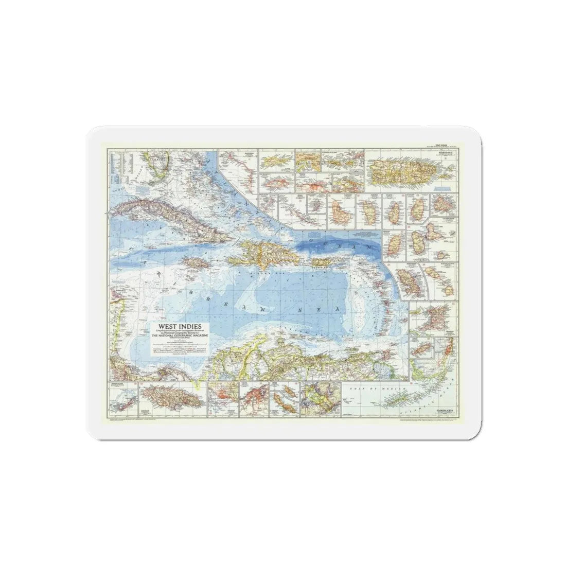 West Indies (1954) (Map) Refrigerator Magnet 6 Inch - The Sticker Space