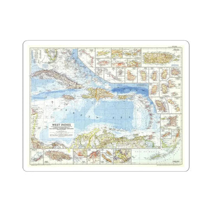 West Indies (1954) (Map) STICKER Vinyl Kiss-Cut Decal 3 Inch White - The Sticker Space