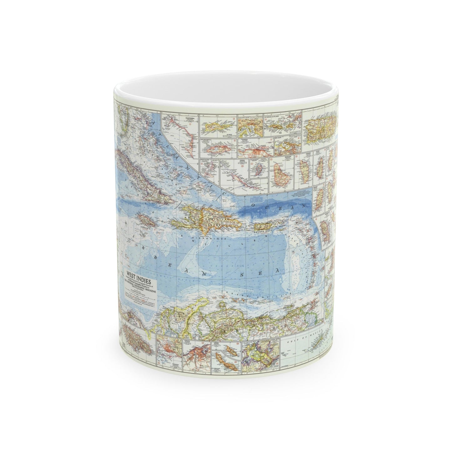 West Indies (1954) (Map) White Coffee Mug-11oz-The Sticker Space