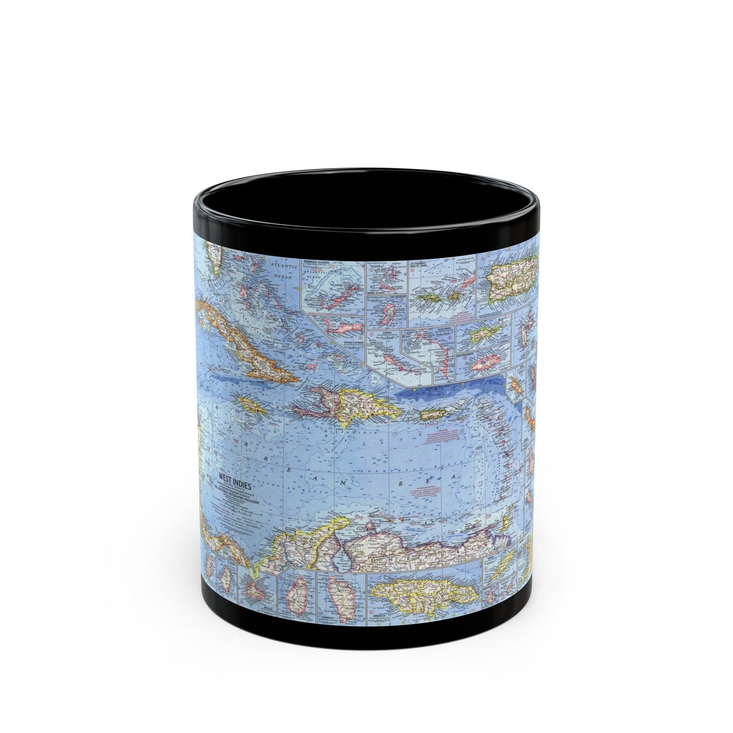 West Indies (1962) (Map) Black Coffee Mug-11oz-The Sticker Space