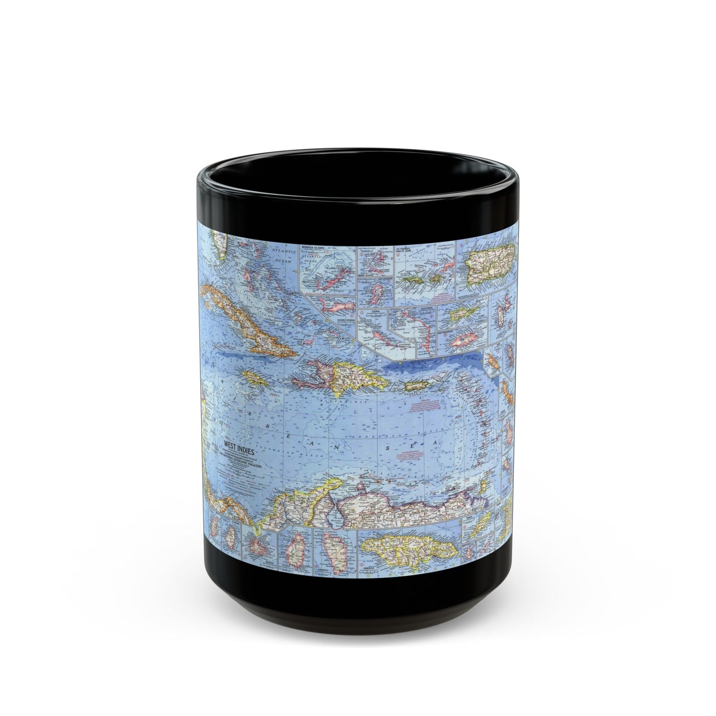 West Indies (1962) (Map) Black Coffee Mug-15oz-The Sticker Space