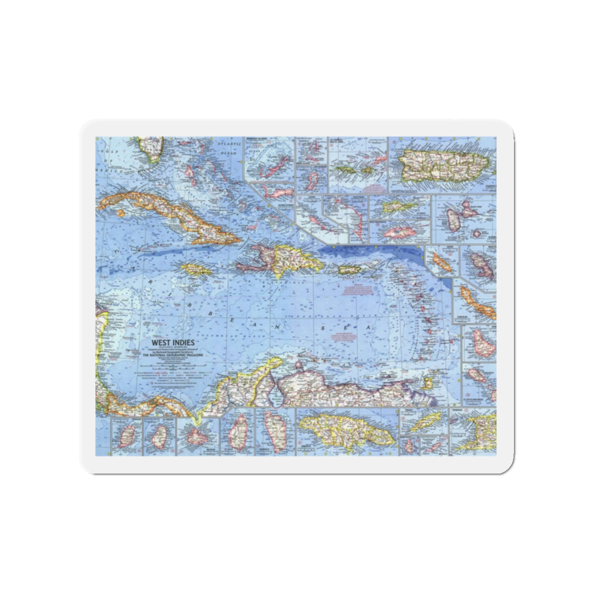 West Indies (1962) (Map) Refrigerator Magnet-2" x 2"-The Sticker Space