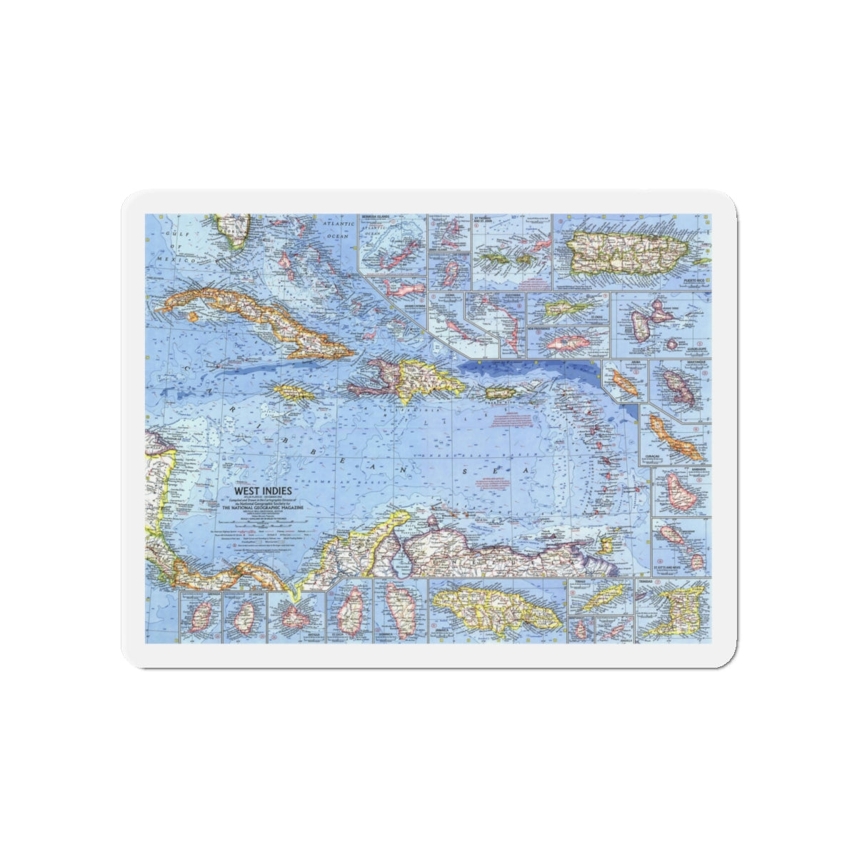 West Indies (1962) (Map) Refrigerator Magnet-4" x 4"-The Sticker Space