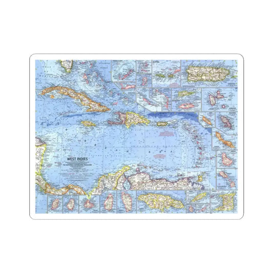 West Indies (1962) (Map) STICKER Vinyl Kiss-Cut Decal 2 Inch White - The Sticker Space