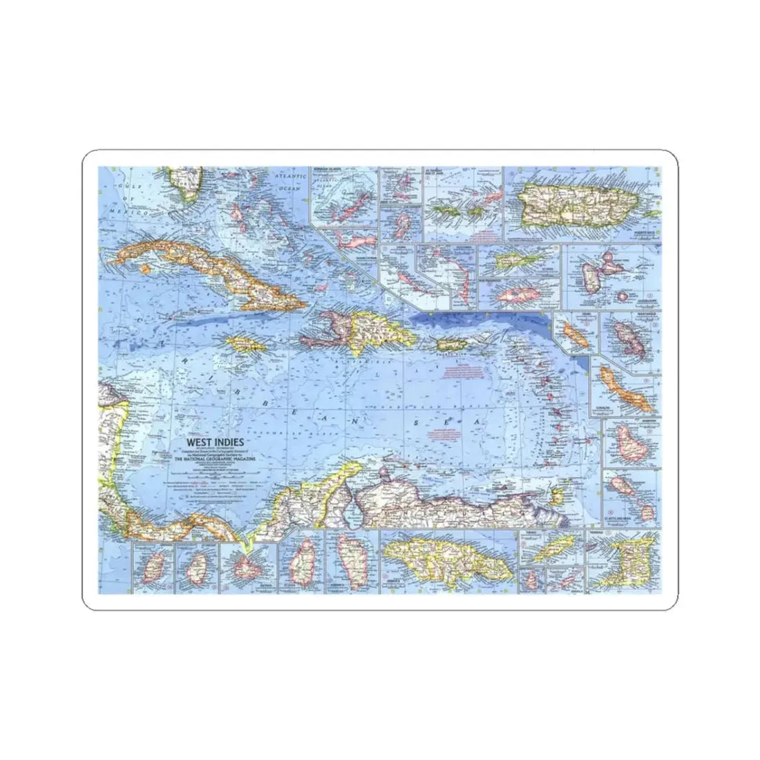 West Indies (1962) (Map) STICKER Vinyl Kiss-Cut Decal 3 Inch White - The Sticker Space