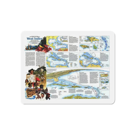 West Indies 2 (1987) (Map) Refrigerator Magnet 6 Inch - The Sticker Space
