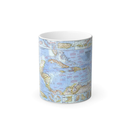 West Indies & Central America (1970) (Map) Color Changing Mug 11oz-11oz-The Sticker Space