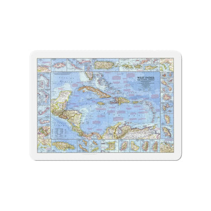West Indies & Central America (1970) (Map) Refrigerator Magnet 4 Inch - The Sticker Space