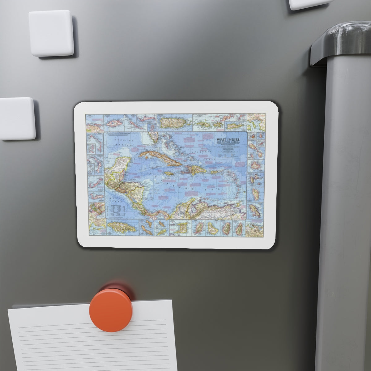 West Indies & Central America (1970) (Map) Refrigerator Magnet-The Sticker Space