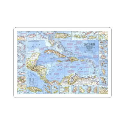 West Indies & Central America (1970) (Map) STICKER Vinyl Kiss-Cut Decal 3 Inch White - The Sticker Space