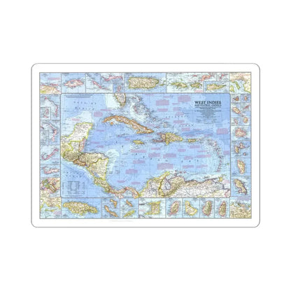 West Indies & Central America (1970) (Map) STICKER Vinyl Kiss-Cut Decal 6 Inch White - The Sticker Space